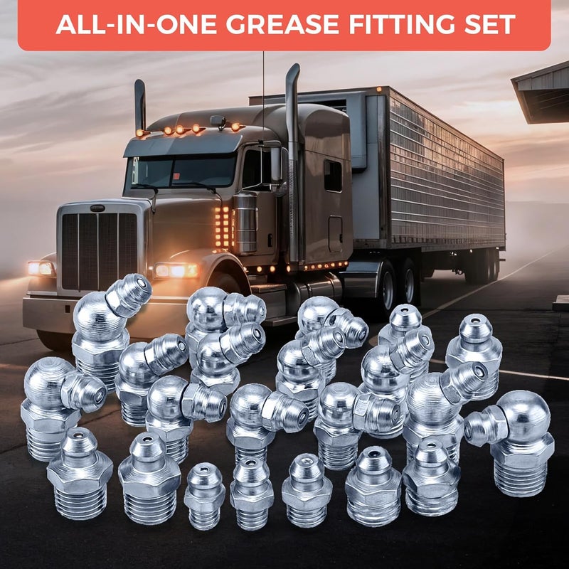 Hapric 112 Pcs Grease Zerk Fittings Kits, SAE & Metric Hydraulic Grease Fitting Assortment Straight 45 90 Degree with Wrench Kit(7-11mm) for Grease Gun Automotive Mechanery - Image 5